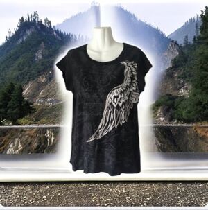 Biker Tee shirt Twisted Country size XL grey & black sexy stretchy comfo…